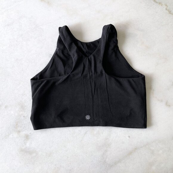 Athleta black high neck cropped tank / longline sports bra, Powervita fabric - Picture 3 of 5